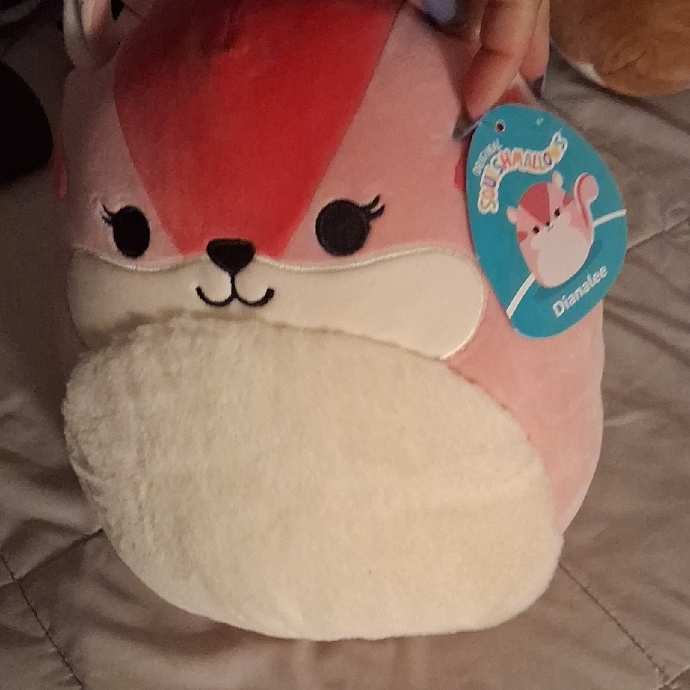 Squishmallows Pink and Cream Fox Plush Pillow